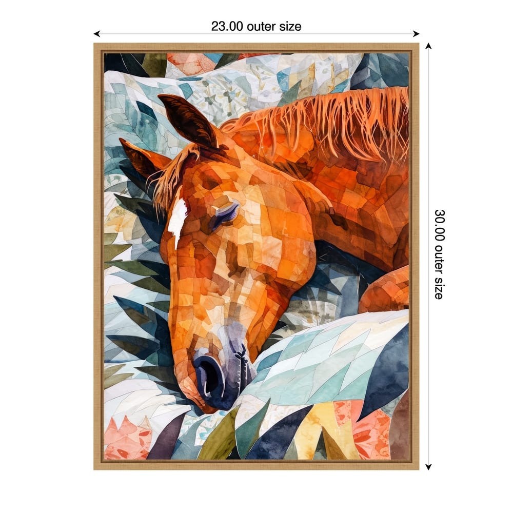Animal Watercolor Art Horse Sleeping by Justyna Jaszke Framed Canvas Wall Art