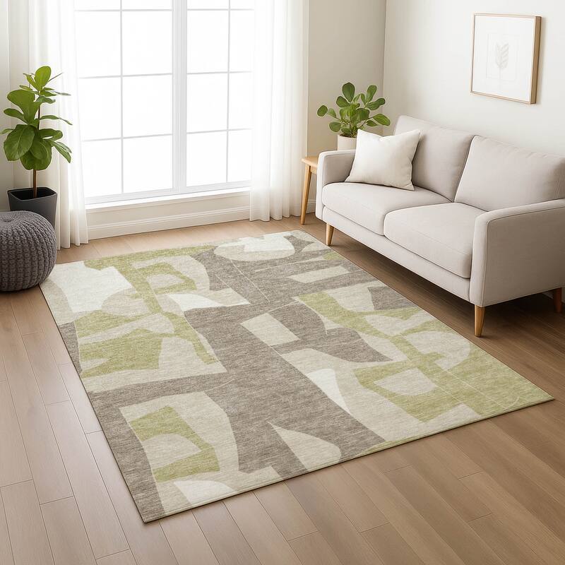 Machine Washable Indoor/ Outdoor Modern Crestone Chantille Rug