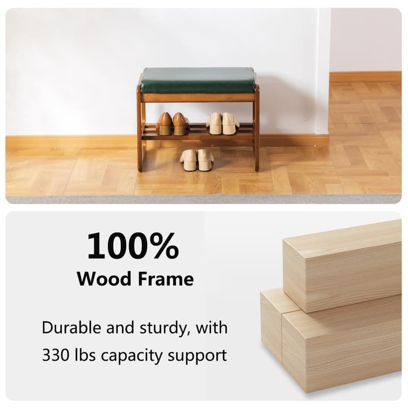 2 Tier Wooden Entryway Bench