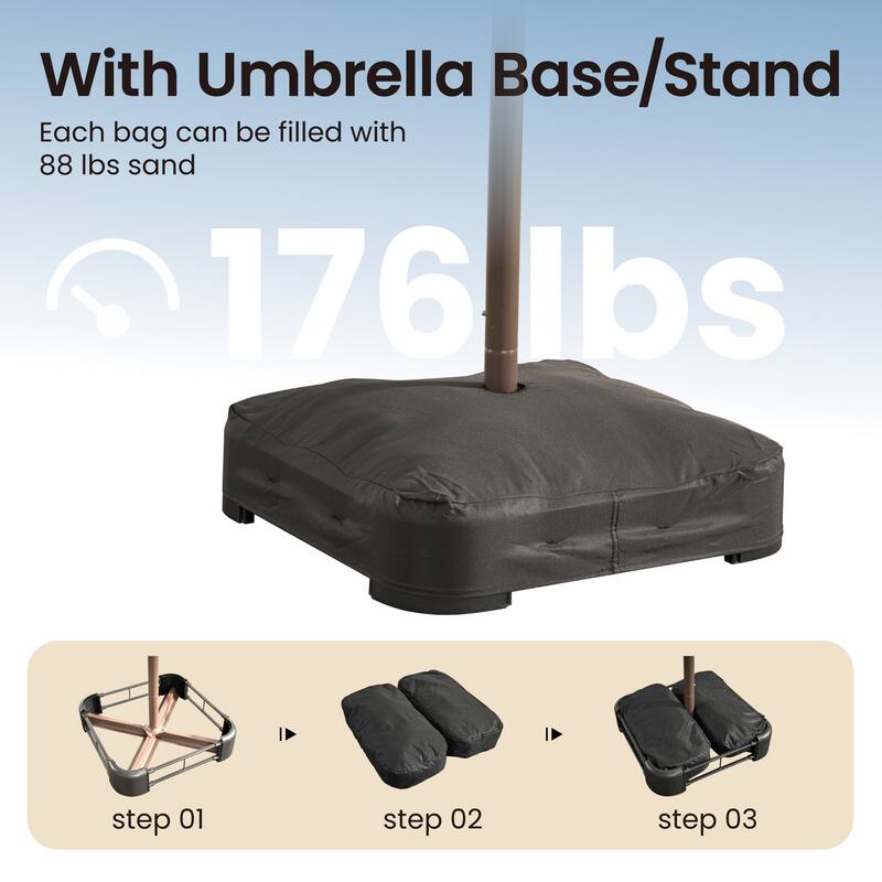 OVIOS 15ft Double-Sided Patio Umbrella with Crank & Weighted Sandbag Base