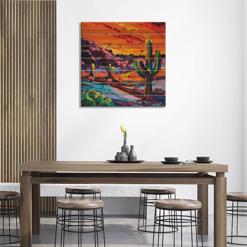 Last Light Print On Wood by Simone Majetich - Multi-Color