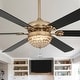 preview thumbnail 1 of 11, Bella Depot 65" Modern Crystal Ceiling Fan 6-speed Reversible Ceiling fan with Remote and Light Kit Black