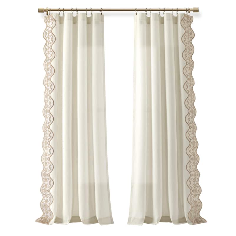 Lush Decor Scalloped Edge Lace Border Window Panel Single 52x84 - 84" x 52"