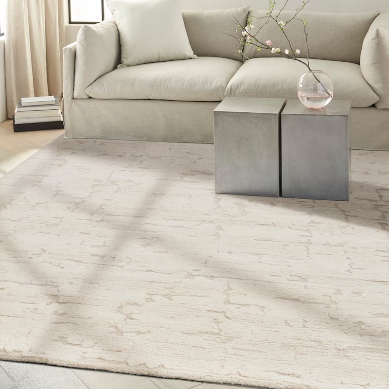 Calvin Klein Sculptural Contemporary Abstract Area Rug - 7' 9" x 9' 9" - Ivory - Rectangle