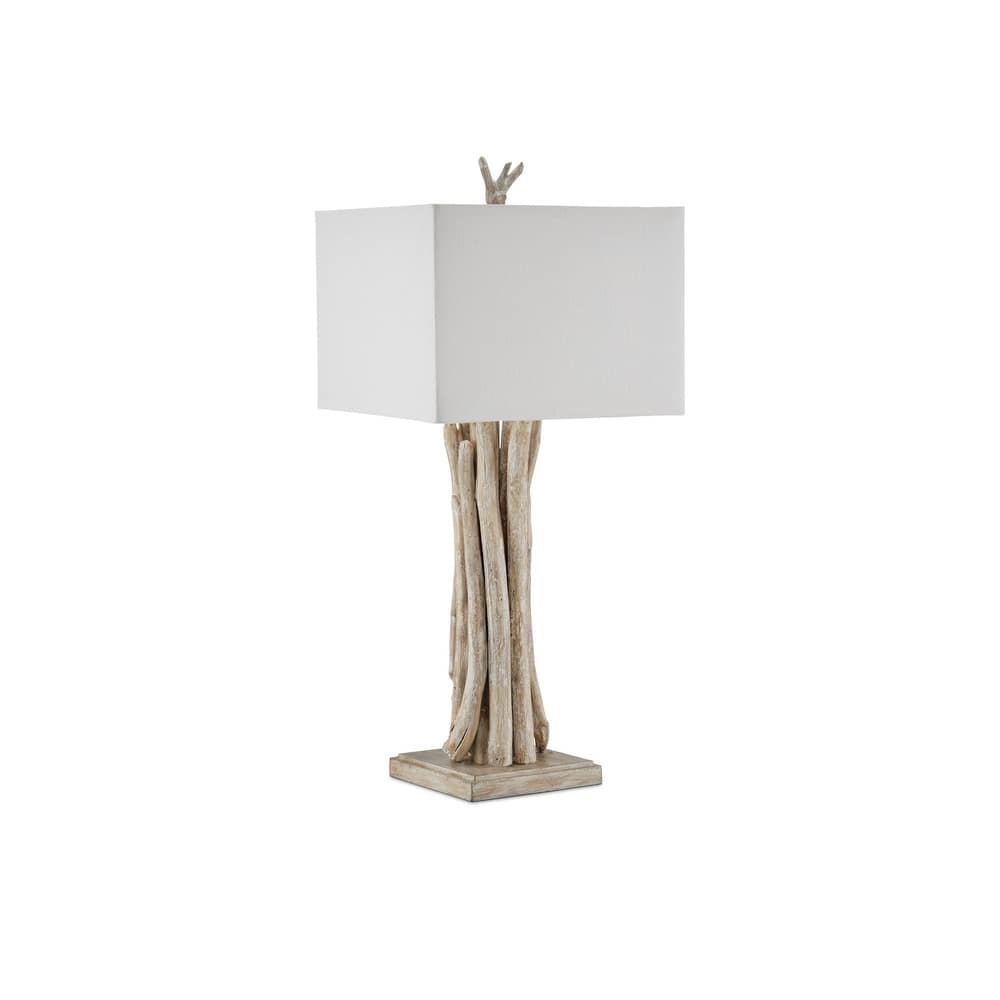 Currey & Company Driftwood Whitewash Table Lamp - 34"h x 15"w x 15"d