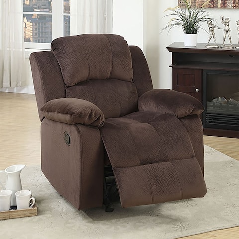 Padded Suede Rocker Recliner in Chocolate