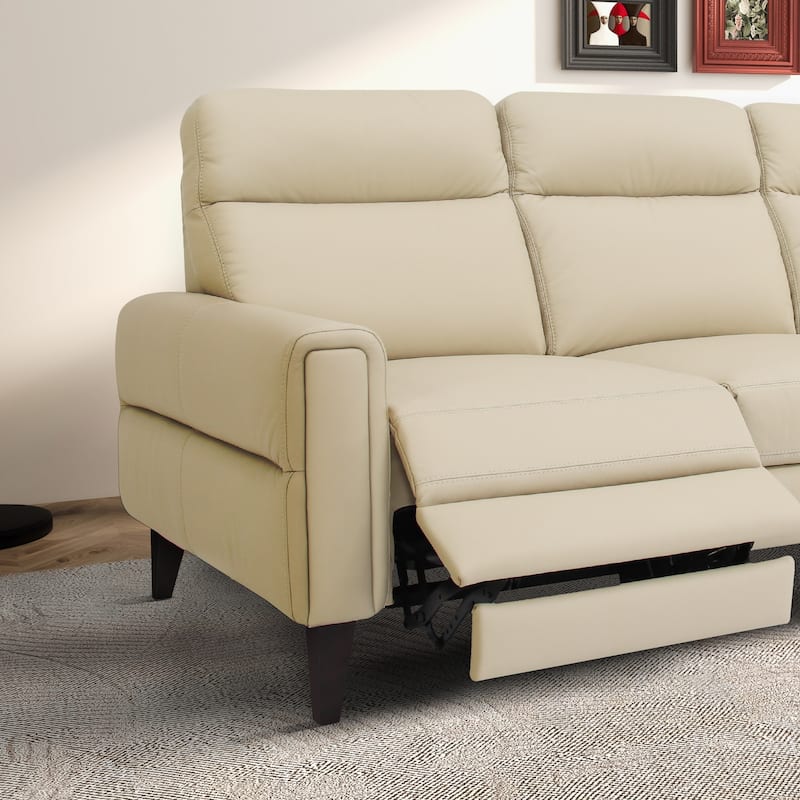 Nimbus Mid-Century Modern Tight Back Genuine Leather Incliner Sofa
