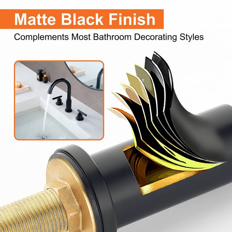 Widespread Bathroom Sink Faucet With Drain Assembly 3 Holes 8 Inch Bathroom Faucets Two Handle Modern Lavatory Basin Vanity Taps