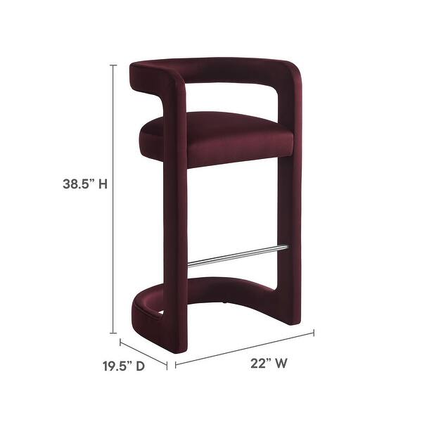 dimension image slide 4 of 6, Winslow Performance Velvet Bar Stool