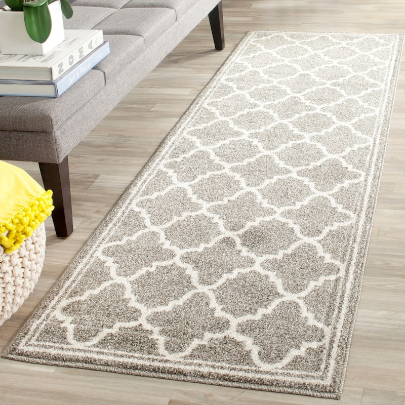 SAFAVIEH Amherst Namira Trellis Rug - 2'3" x 7' Runner - Dark Grey/Beige