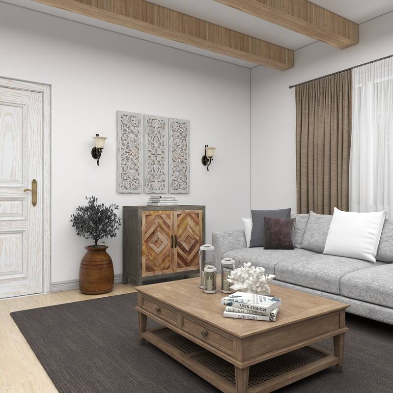 White Wooden Handmade Intricately Carved Floral Home Wall Decor (Set of 3)