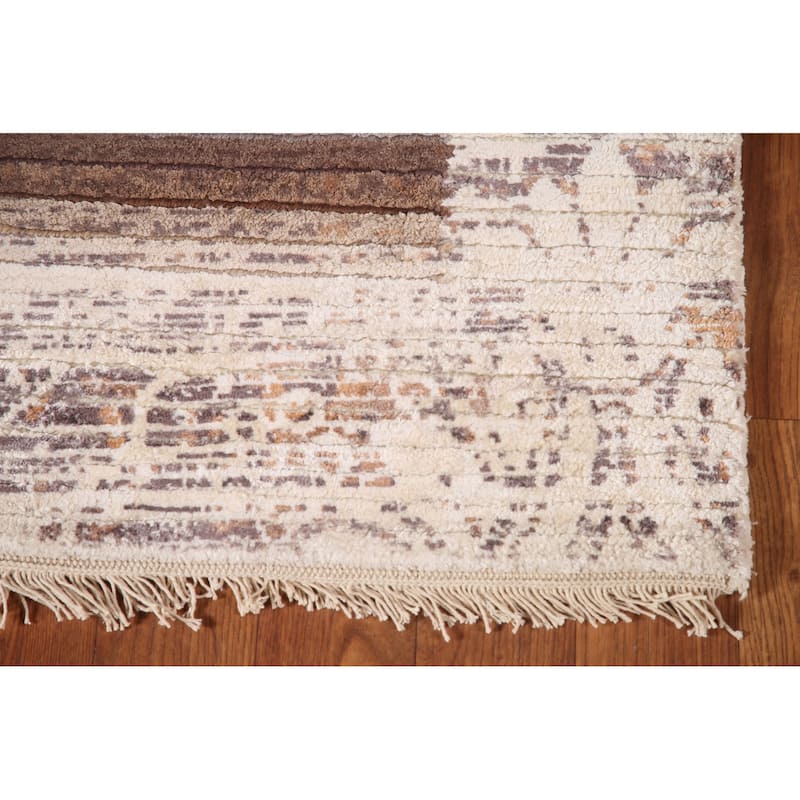 Modern Striped Abstract Accent Rug Wool Carpet - 4'0"x 6'0"
