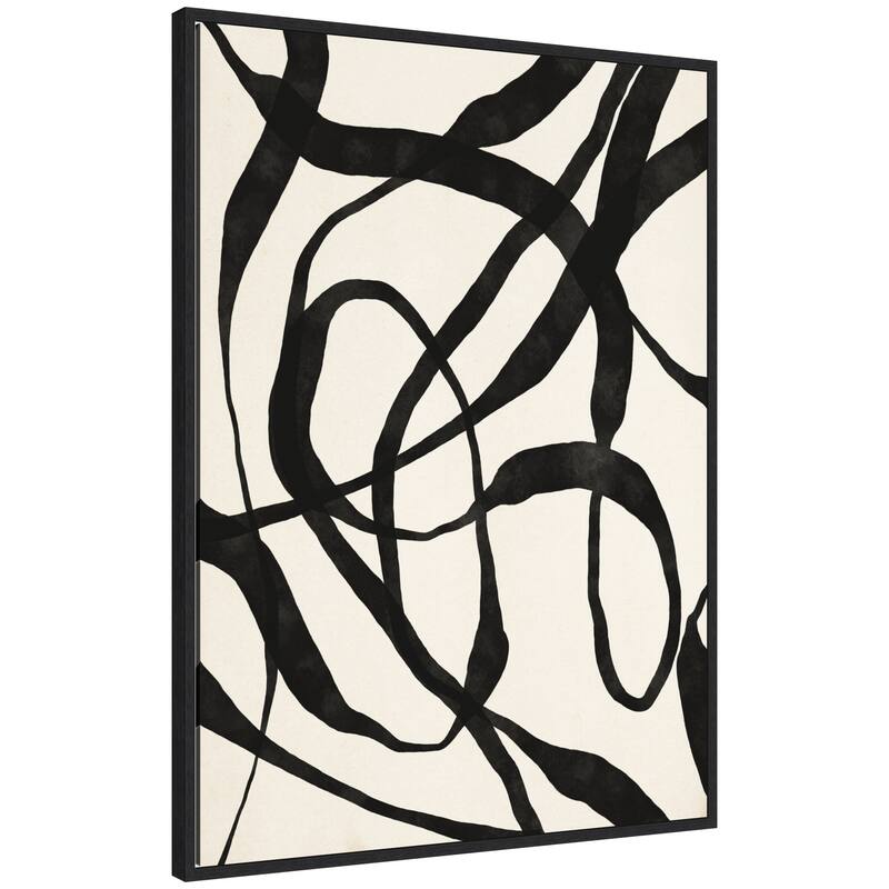 Kate and Laurel Sylvie Black Twist 4 Framed Canvas by Alicia Bock - 28x38
