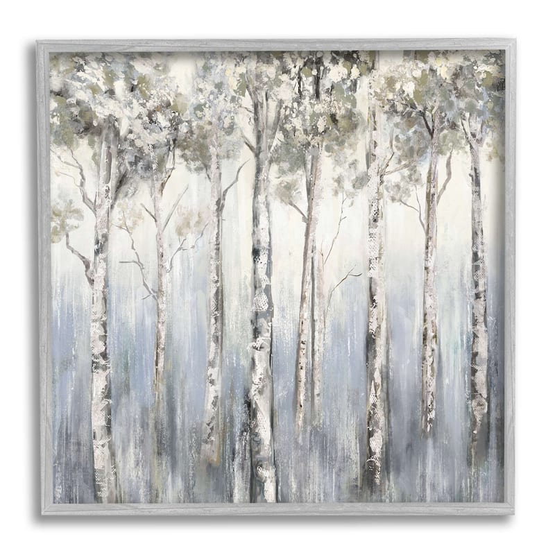 Stupell Mystic White Birch Tree Forest White Grey Bark Framed Wall Art