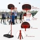 preview thumbnail 10 of 8, Adjustable Basketball Hoop System Stand Portable with 2 Wheels Fillable Base-Black & Red - 47" x 18" x 77.5"-101.5"