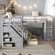preview thumbnail 1 of 58, Twin-Twin over Full L-Shaped Bunk Bed With 3 Drawers,Desk,Wardrobe Grey