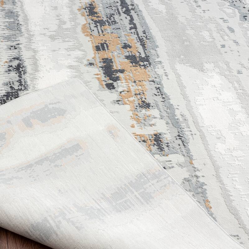 N Natori Bliss Sahara Neutrals Gold/Silver Modern Area Rug