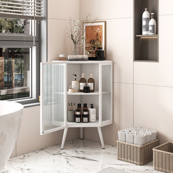 Floor storage cabinet with glass doors discount