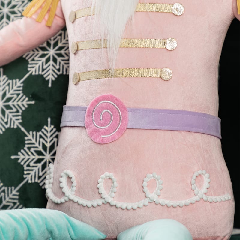 Glitzhome 60"H Christmas Oversized Fabric Santa Snowman Nutcracker With Dangle Legs