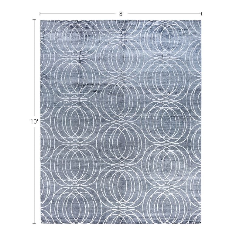 Modern One-of-a-Kind Hand-Knotted Area Rug - Gray, 8' 0" x 10' 0" - 8' 0" x 10' 0"