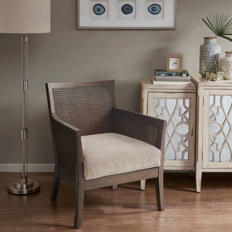 Madison Park Blaine Cane Armchair - Tan/Espresso