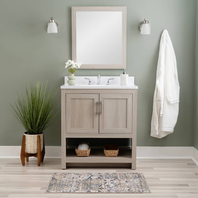 Linon Blakely Vanity with Mirror - 31" - Sandstone