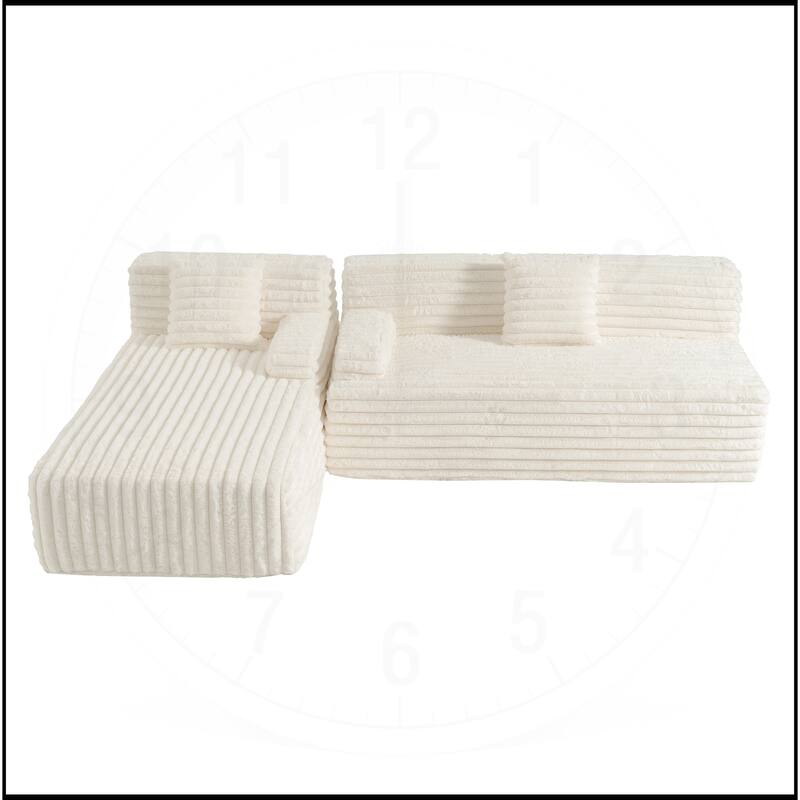 110" Cloud Sectional Sofa Upholstered Free-combined