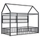 preview thumbnail 10 of 10, Black Space-Saving Twin Size Kids Bed House Bed with Fence and Shelves
