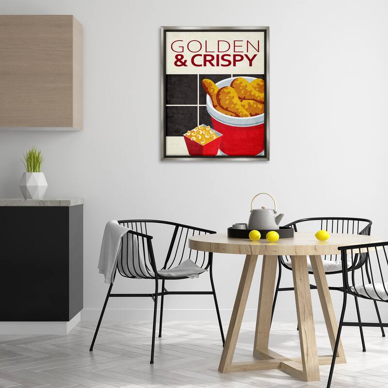 Stupell Golden & Crispy Fried Food Framed Floater Canvas Wall Art Design By Kim Allen