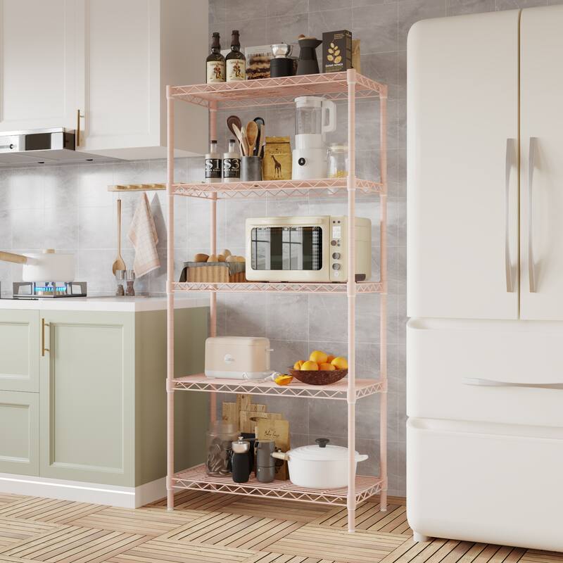 5-Tier Steel Storage Rack with Adjustable Shelves for Organizing Garage Pantry and Kitchen