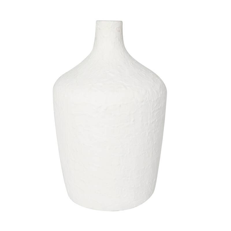 Glass Textured Vase with Various Sizes - Set of 2 White - Roche River Decor - 8"W x 8"L x 13"H