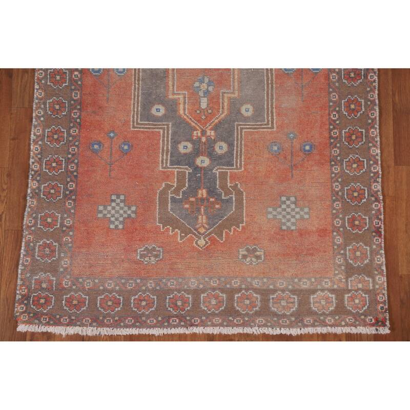 Hand Knotted Oriental 100% Wool Carpet Traditional Geometric Oranges & Rust Sirjan Area Rug - 6' 4'' X 3' 7''