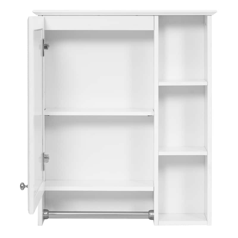 3-in-1 Bathroom Mirror Cabinet, 24-inch Wall Mounted Medicine Cabinet with Adjustable Shelf & Tower Bar