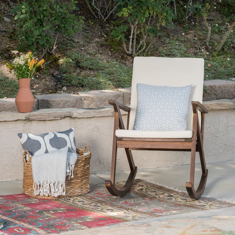 Outdoor Wooden Porch Rocker Chair for Garden, Backyard, Porch & Deck