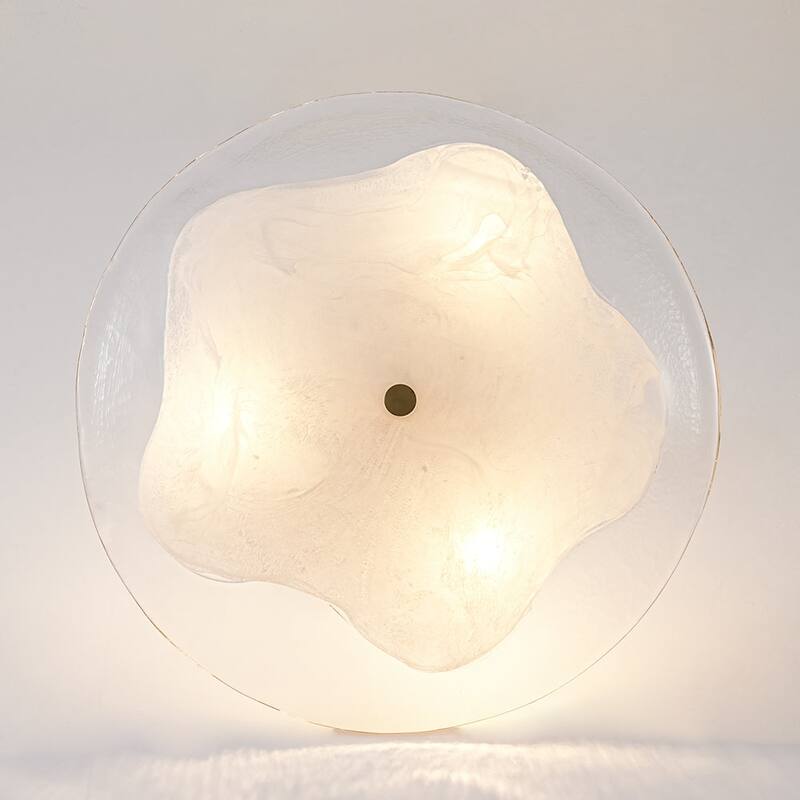 3-Light Round Glass Bowl Semi Flush Mount Ceiling Light 16in