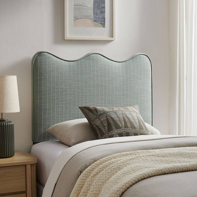 Athena Striped Fabric Upholstered Headboard - Spa Blue Stripe - Twin