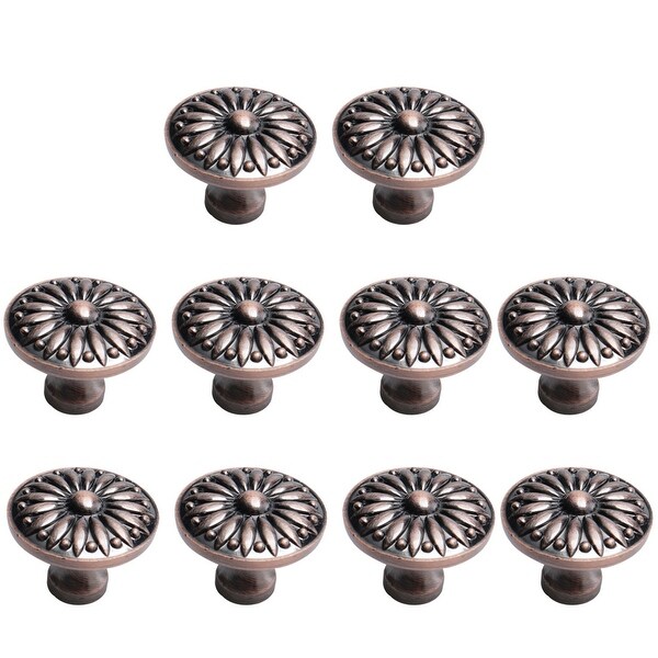 10pcs Drawer Knobs Zinc Alloy 36mm Metal Round Knobs Pull Handle for Furniture Cabinet Cupboard Wardrobe Dresser Red Copper