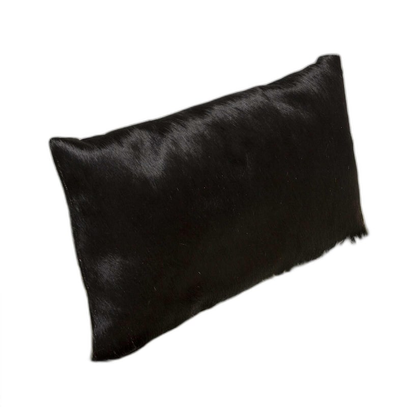 HomeRoots 12" X 20" X 5" Black Cowhide Pillow