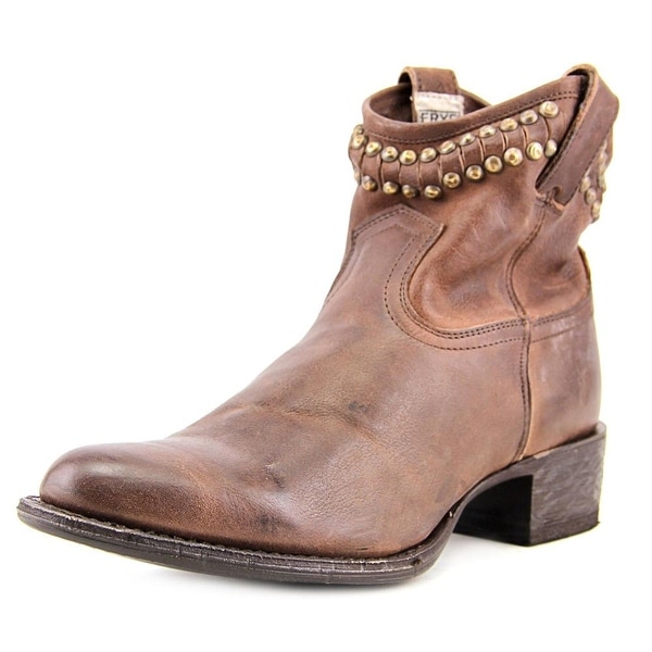 Frye Diana Cut Stud Short Women Pointed Toe Leather Brown Ankle Boot