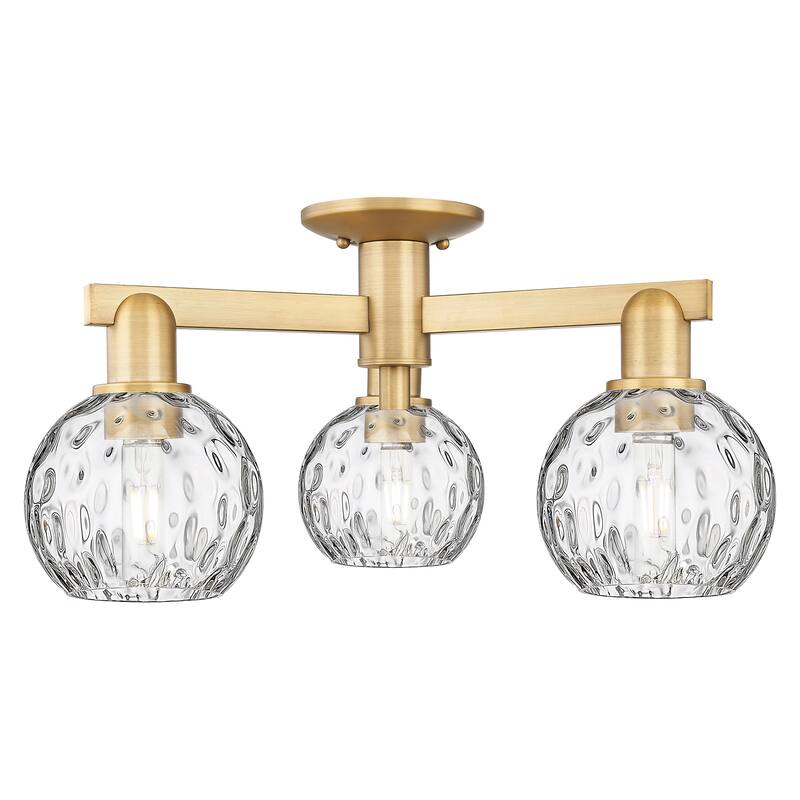 Innovations Lighting Endless Possibilities Arcadia - Athens Water Glass - 3 Light 24" Semi-Flush Mount - Brushed Brass