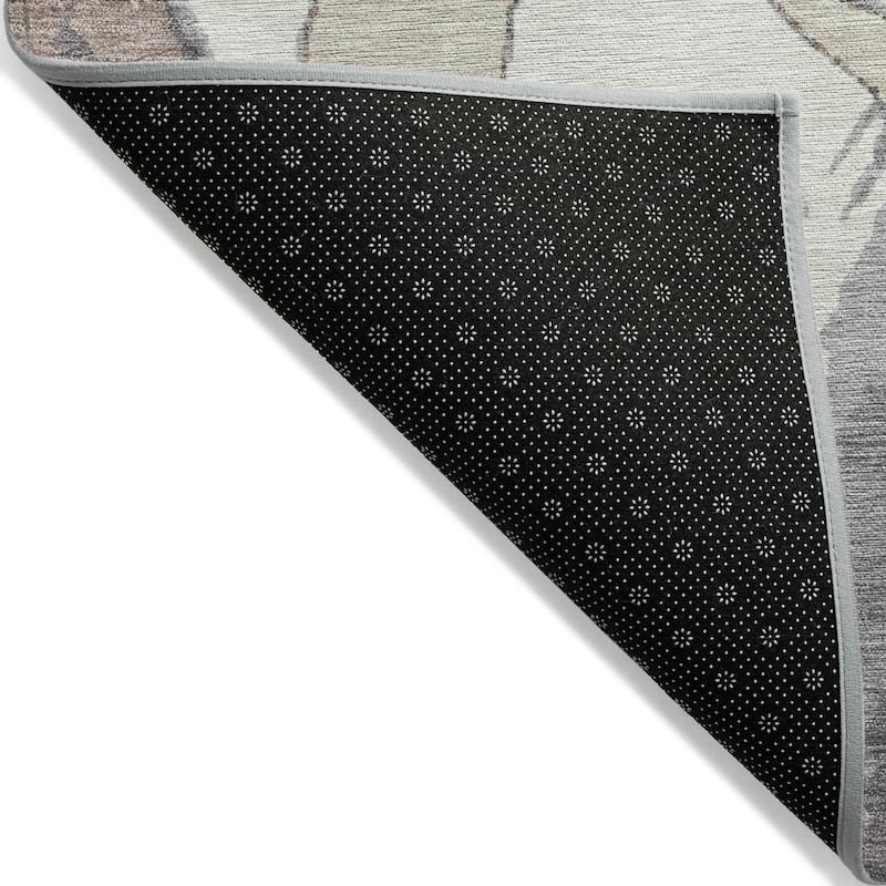 Machine Washable Indoor/ Outdoor Abstract Contemporary Chantille Rug