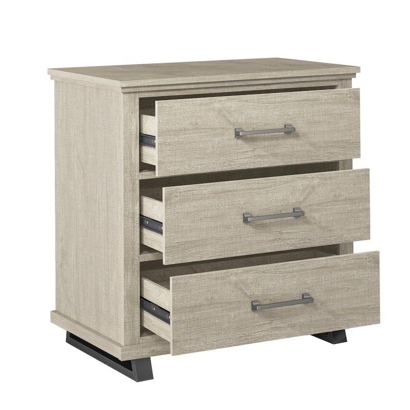 3-Drawer Nightstand with Elevated Metal Legs, Set of 2
