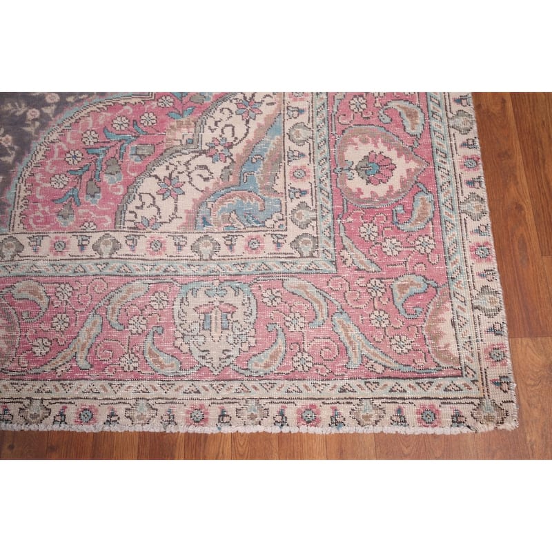 Tabriz Persian Vintage Rug Hand-Knotted Wool Carpet - 9'9"x 11'8"