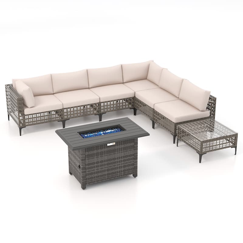 6 - Person Outdoor Sectional Seating Group with Fire Pit
