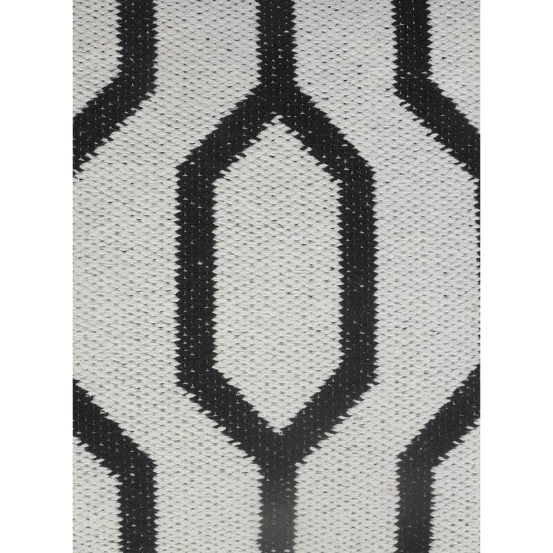 Handwoven Geometric Trellis Square Throw Pillow - 20" - White and Black