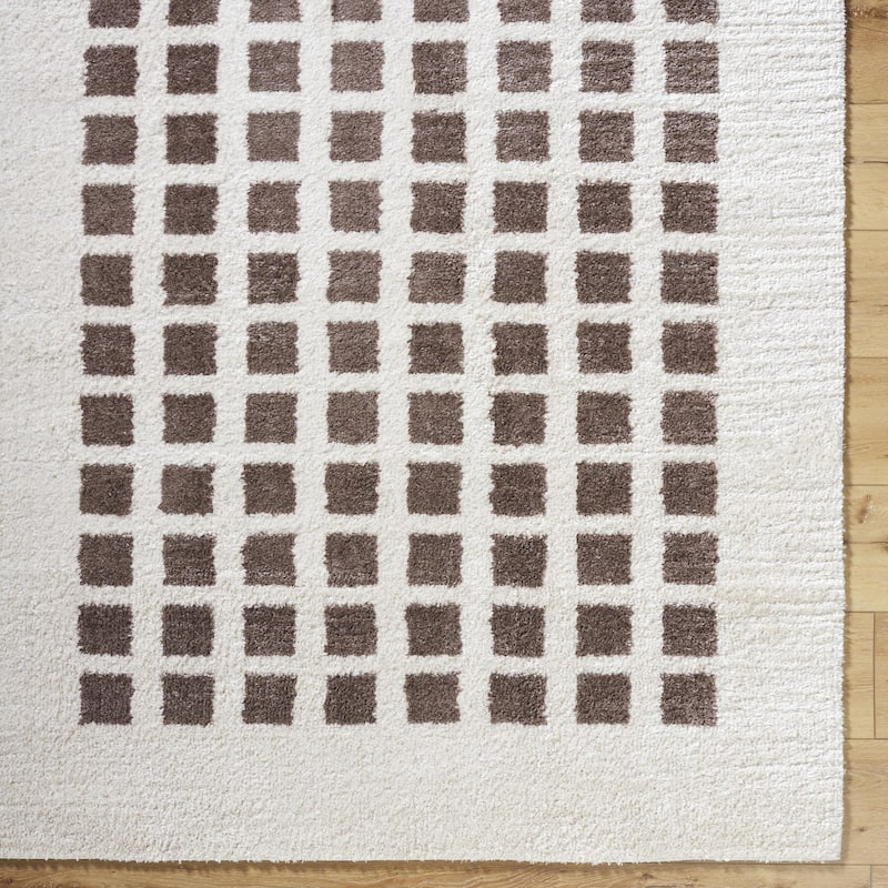Livabliss Fossay Shag Modern & Contemporary Checkered Washable Area Rug
