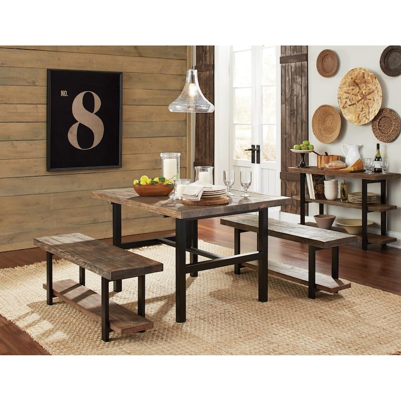 Lawrence Reclaimed Wood Bench with Shelf