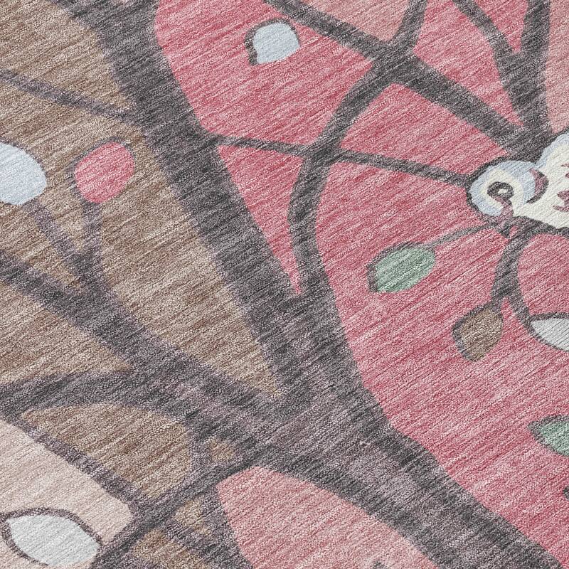 Machine Washable Indoor/ Outdoor Bird Mosaic Chantille Rug