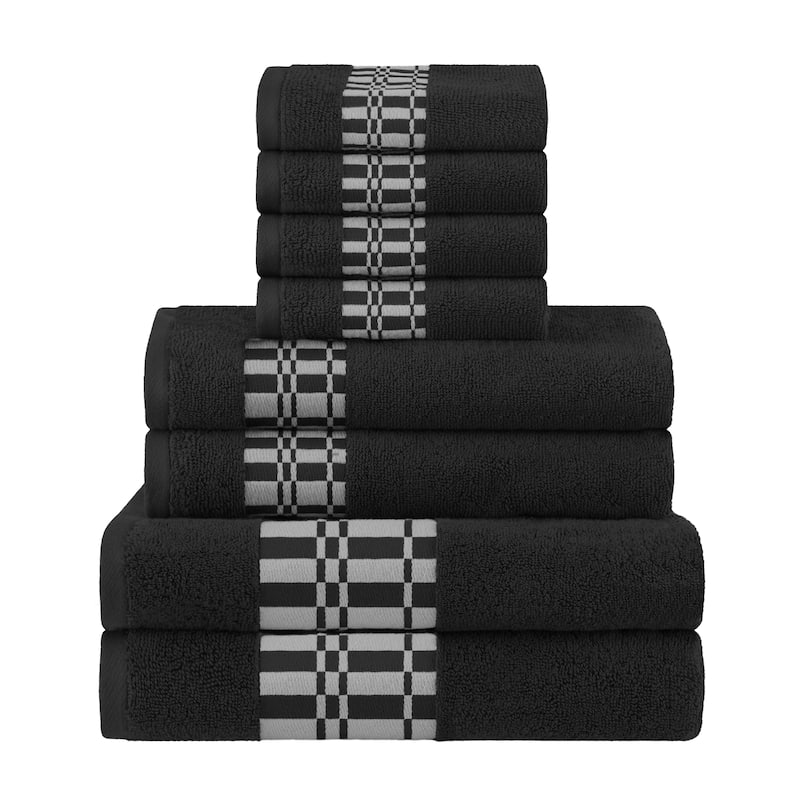 Superior Larissa Cotton Embroidered Geometric Border 8-Piece Towel Set