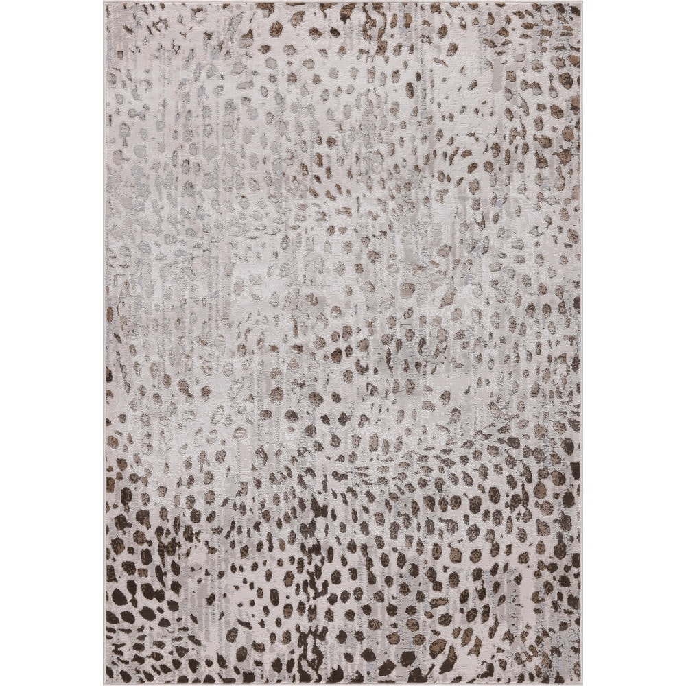 Nevada Collection Animal Printed Beige and Gold Rug